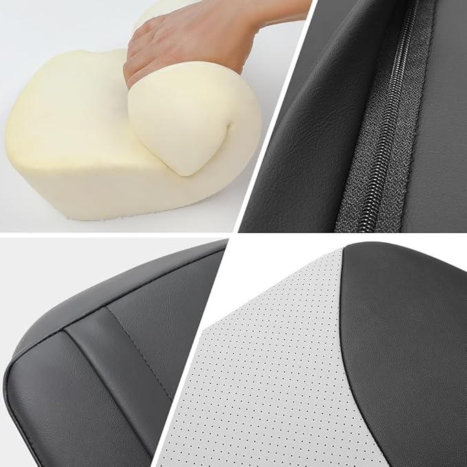 Aerovia 1p Memory Foam Lumbar Support Pillow for car Lower Back Pain Relief - Back Cushion for Driving, Chair Support for Car-Office Chair（Black&Grey）