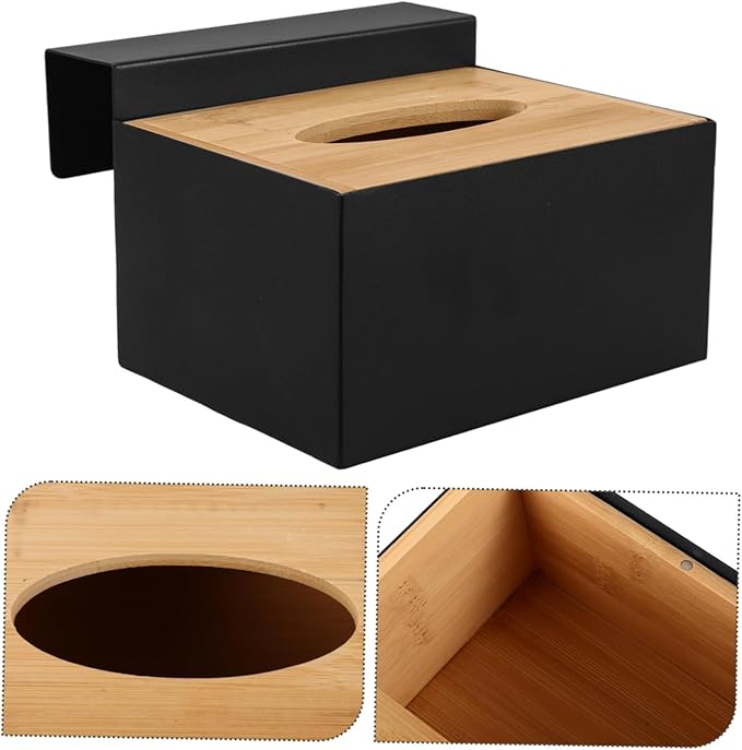 Glove Storage Box Use Countertop Organizer Dispensers Covers and Holder Large with Organization Key Gloves Disposable Glove Rack Disposable Glove Dispenser Black Wooden