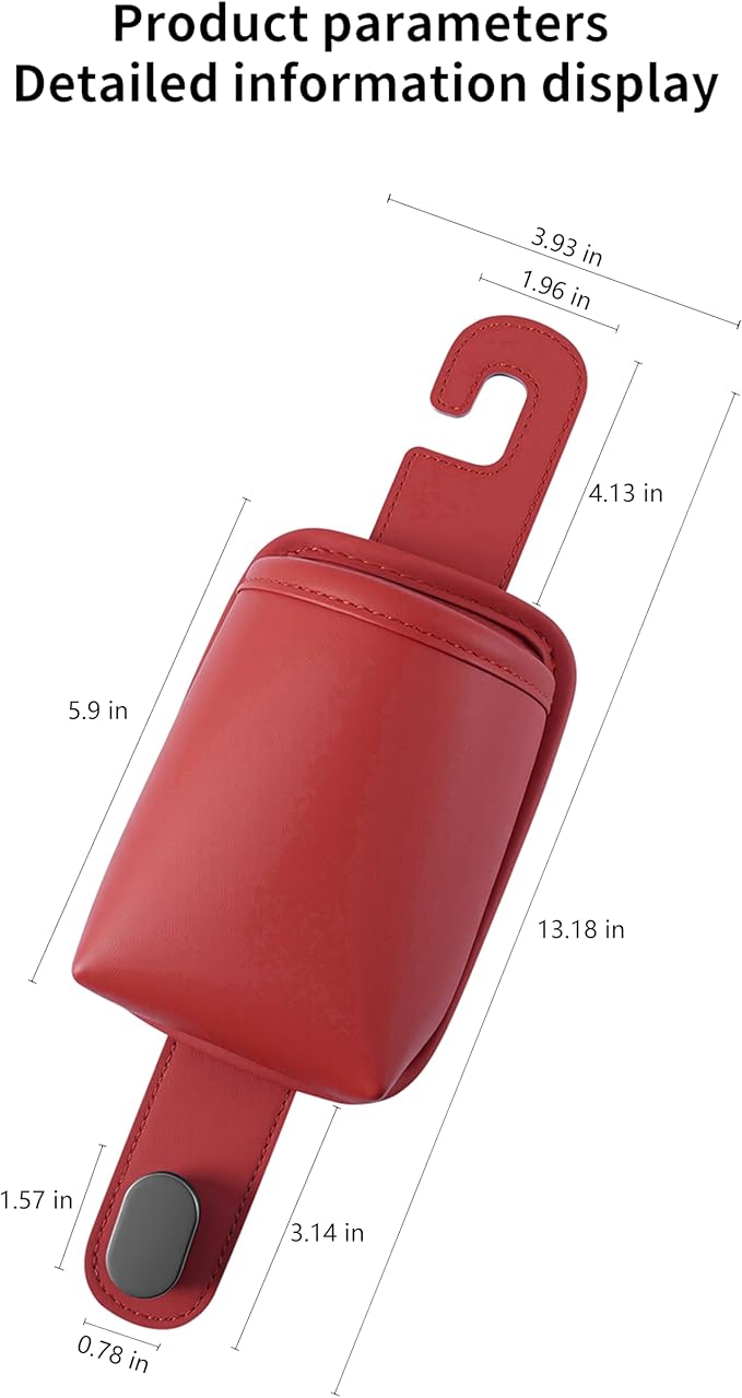 2-Pack Car Seat Back Cup Holder Organizer, Faux Leather Car Cup Holders with Hooks, Universal Backseat Storage for Drinks, Bottles & Travel Accessories (Red)