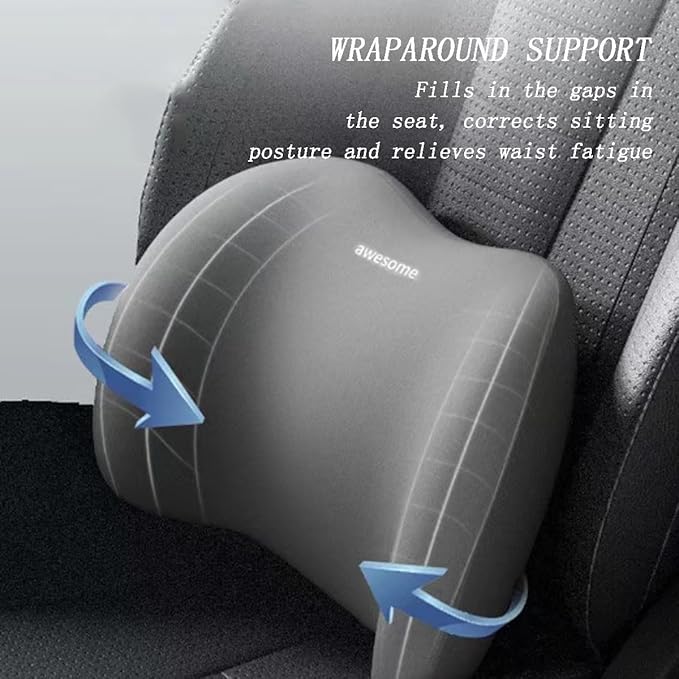Car Headrest Lumbar Support Cushion for Subaru Outback 2024,reathable Comfortable 3D Memory Foam Adjustable Car Headrest and Lumbar Cushion,Blue
