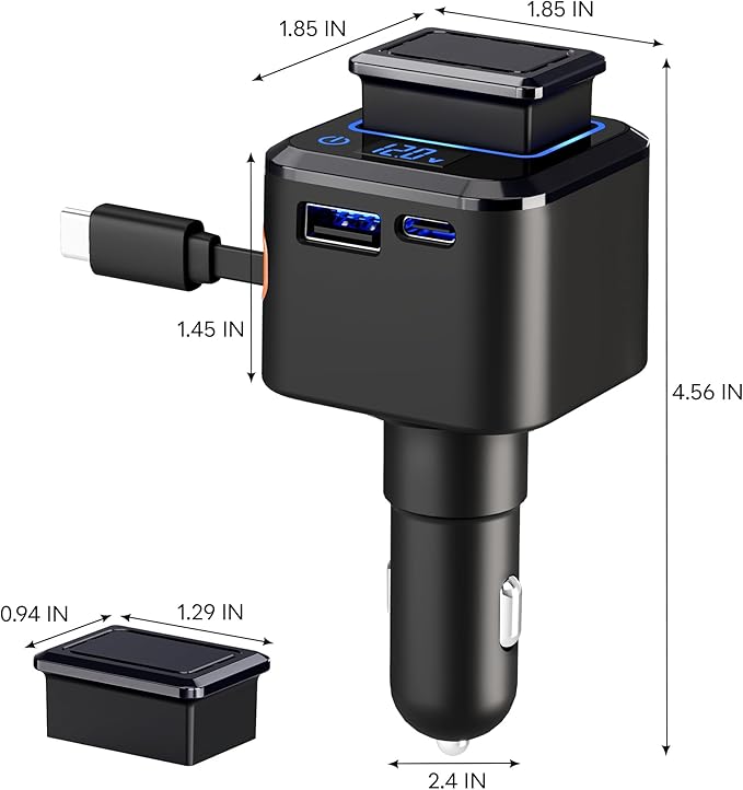 Retractable Car Charger, 6 in 1 Magnetic Car Solid Aroma Diffuser with 97.5W USB C Fast Charging Car Phone Chargers Adapter, Voltage Display for iPhone 17 16 15 14 & Android—Shop Offers Scent Refills