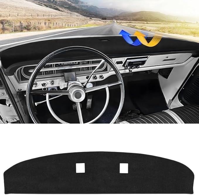 CARTIST Dash Cover Compatible with Ford F100/ F250/ F350 Pickup Truck 1967-1972 Dashboard Cover Mat Non-Slip Carpet Sunshield Glare UV Rays Protector