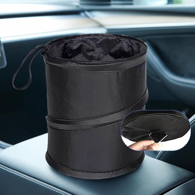 EMVANV 2 Pcs Car Trash Can,Mini Collapsible Pop-up Car Garbage Can Hanging Car Trash Bag Multipurpose Trash Bin for Car Truck and Minivan(Size:Black)