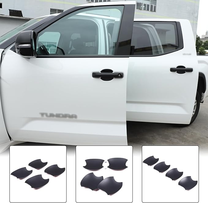 Car Exterior Door Handle Bowl Cover Trim Compatible with Toyota Tundra 2022+/Sequoia 2023+/Tacoma 2024+/4Runner 2025+, Front Rear Door Grab Pull Handle Cup Bowl Scratch Protector Sticker Accessories