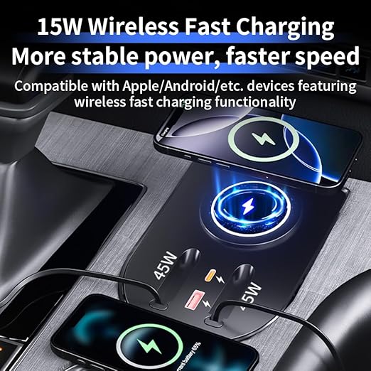Car USB Hub Docking Station for Toyota Sienna 2021 2022 2023 2024 2025 2026 Type-C Fast Charger Auto Interior Centre Console Accessories Cigarette Lighter Decoration Phone Wireless Charging Adapter