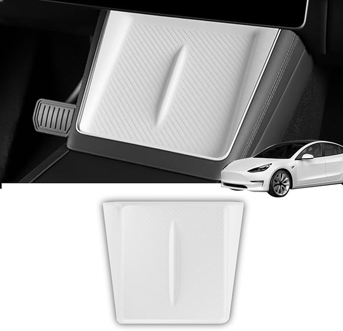 for 2026 2025 Tesla Model Y Juniper New Center Console Wireless Charging Pad Non-Slip Silicone Mat Wireless Charger Mat for Model Y Juniper Center Console (White)