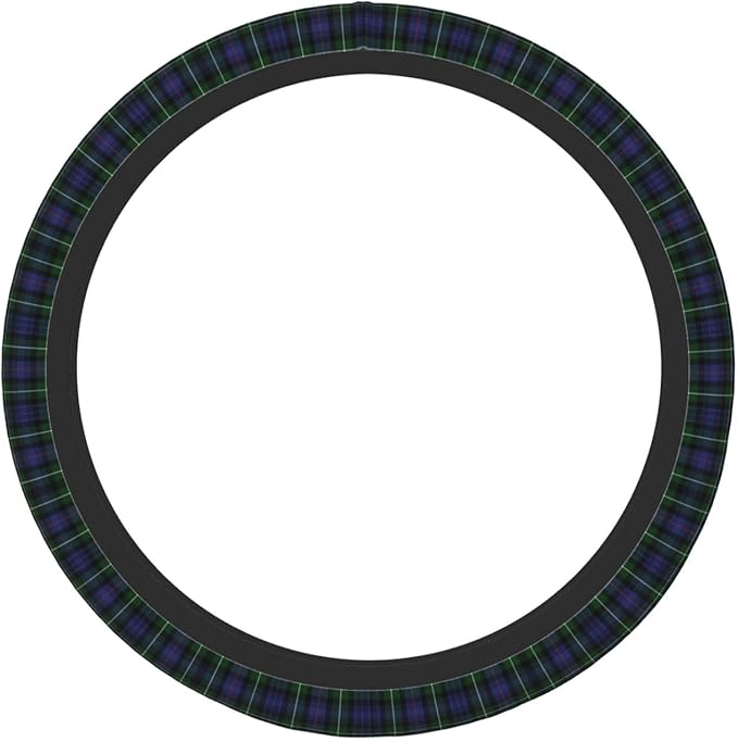 Thickened Elastic Steering Wheel Cover, Plaid Clan Mackenzie Purple Green Check Tartan Ultra, Soft, Breathable, Fit for Cars, SUVs, Trucks, Stylish Comfortable Grip