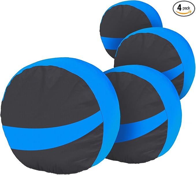 JURMON Tire Covers 4 Pack,Tough Tire Wheel Protector for Jeep, Camper, SUV, Travel Trailer,RV, Truck,Universal Outdoor Waterproof Anti-UV Snow Sun Rain Tire Covers Set Fits Tire Diameters 24-26 Inche