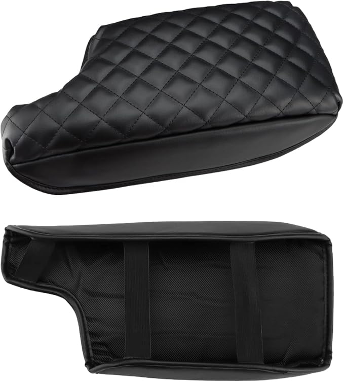INTGET Car Center Console Armrest Cover for Subaru Crosstrek Accessories 2018-2022 2023 Impreza 2017-2023 Leather Arm Rest Box Lid Cover Seat Protector (Black with Cushion)
