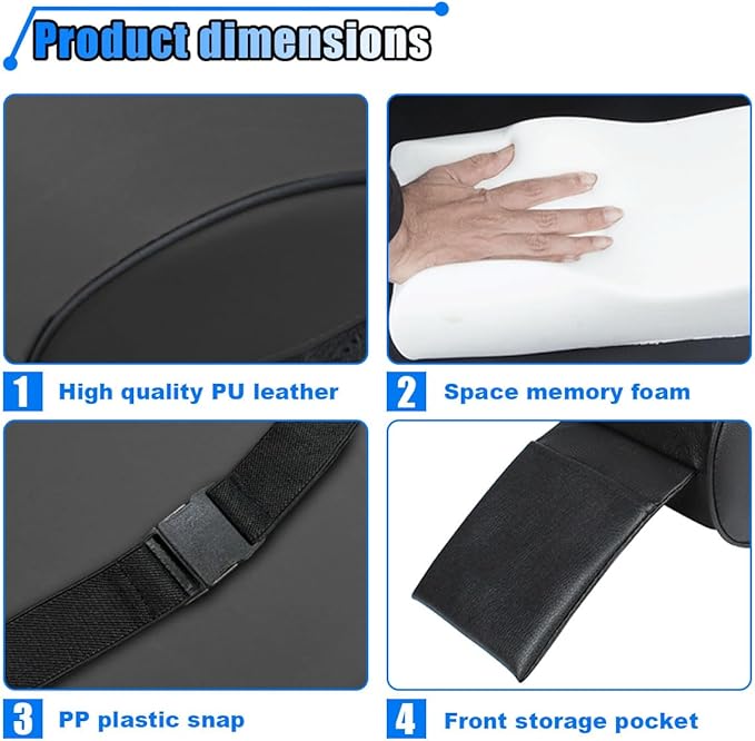 Car Armrest Cushion, Memory Foam Car Center Console Pillow Cushion with Phone Holder Storage Bag, Leather Arm Rest Pillow Cover, Universal Car Armrest Pad Accessories (Black)