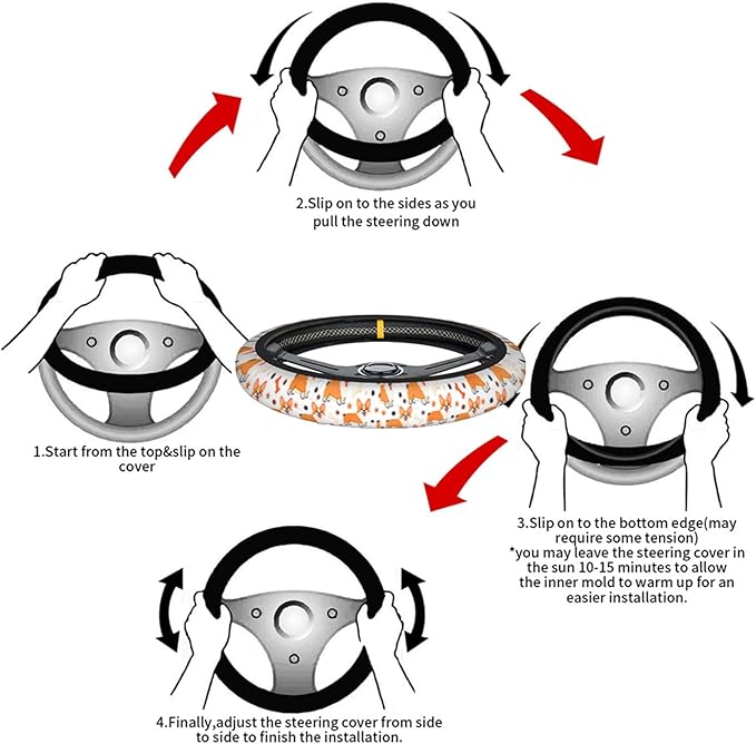 Swono Cute Dog Car Steering Wheel Cover Cartoon Dog Breed Welsh Corgi On A White Safe Driving Anti-Slip Steering Wheel Covers Steering Wheel Protection No Smell Universal 15 Inch