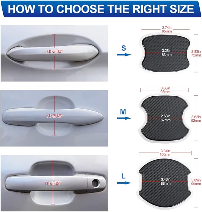 JDMON Car Door Handle Cup Scratch Protector, 4Pcs TPU Carbon Fiber Texture Door Bowl Sticker Universal Fit Door Handle Paint Cover Guard (S)