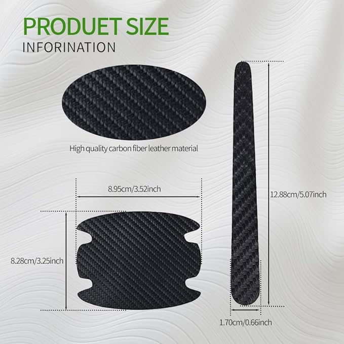 8PCS Carbon Fiber Anti Scratch Stickers - Universal Car Door Handle Paint Guard Cover, Door Handle Cup Protective Film for Most Vehicles