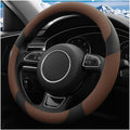HZEL Car Steering Wheel Cover, 15 Inch PU Leather Breathable Anti-Slip Vehicle Steering Wheel Protecter with Inner Ring, Automotive Interior Accessories, Universal for SUV Sedan Truck (Coffee)