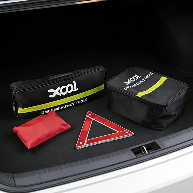 XOOL Car Emergency Kit with Jumper Cables, First Aid Kit, Tow Strap & Tool Set – 88PCS Roadside Safety Kit for Cars, Trucks & SUVs