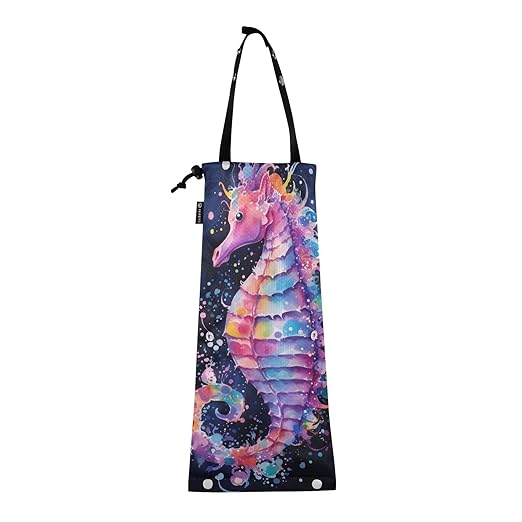 ALAZA Hanging Car Trash Bags Garbage Bag Trash Can for Back Seat Small Sea Horse 2 Washable Storage Bag Retractable 2 Pack