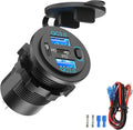 Dual PD 30W USB C Port and Dual Quick Charge 3.0 Port 12V USB Outlet with Power Switch, 78W Multiport Car Charger Socket Waterproof DIY Accessories for Car Boat Marine Motorcycle RV ATV Golf Cart
