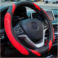 15 Inch Car Leather Steering Wheel Cover, Automotive Accessories Elastic Breathable Anti-Slip Soft Wheel Protector Fits Men and Women, Suitable for SUVs, Trucks, Vehicles and RVs (Red)