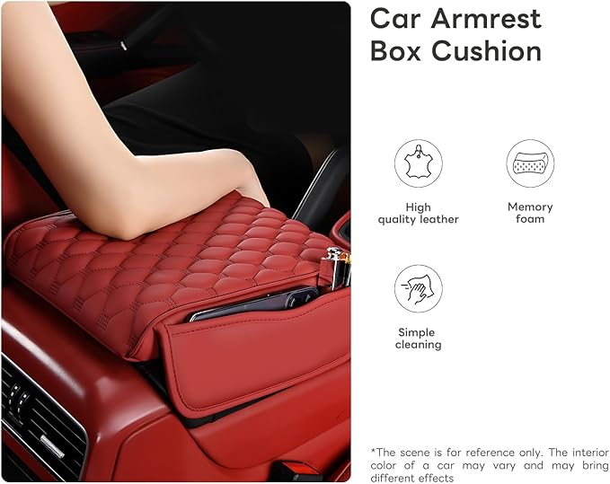 Civenhhd Car Armrest Pad, Universal Armrest Cushion Pad, Leather Armrest Box Pad