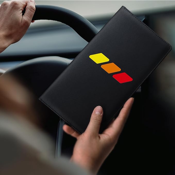 Annloysky Tri-Color Sports Car Leather Registration and Insurance Holder, Vehicle Glove Box Car Organizer, with Magnetic Shut for Cards, Driver License for 3 Colors Cars Owner