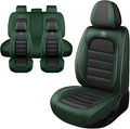 Iceleather Car Seat Covers for Ford Edge 2007-2025,Waterproof Soft Breathable PU Leather Seat Cover with Storage Pockets(Black&Green,Full Set)