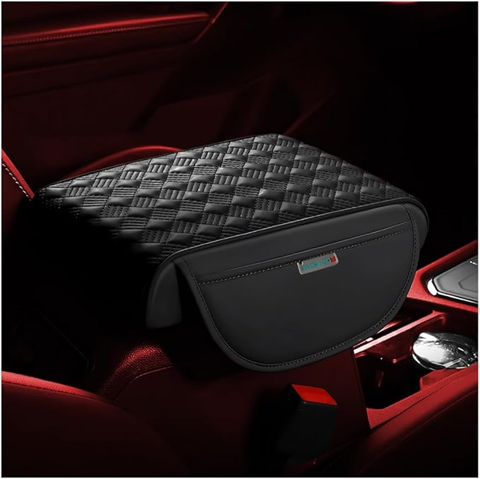 Car Armrest Cushion, Automotive Anti-Scratch Leather Memory Foam Center Console Pad Cover Protector Elbow Pillow Armrest Seat Box with Organizer Pockets Storage Bag, Universal Fit