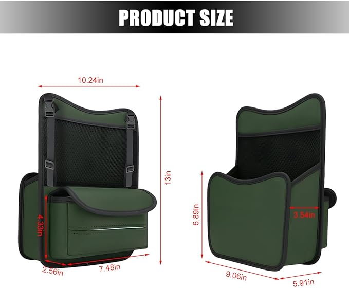 Car Organizer Storage Between Seats, Nappa Leather Large Capacity Vehicle Hanging Handbag Holder for Document Phone, Auto Interior Console Organizer Pocket, Universal Fit (Green)
