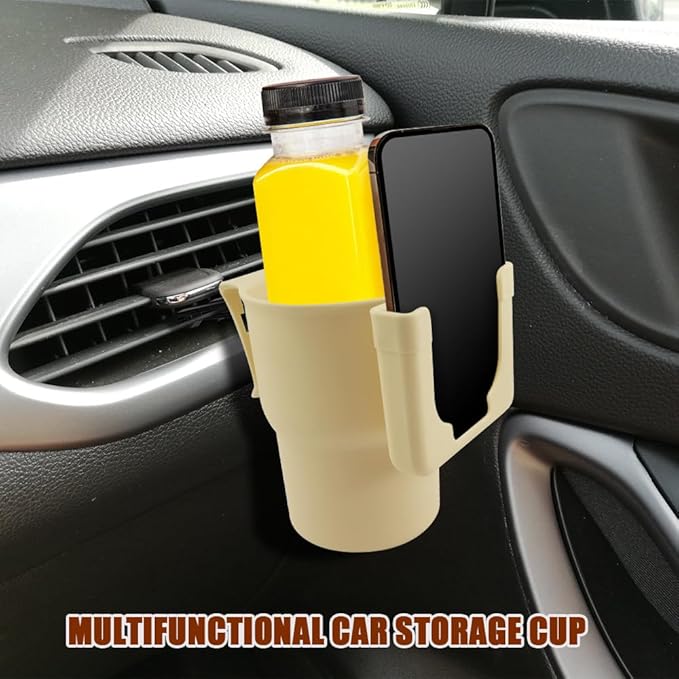 Car Cup Holder Expander, Cup Holder for Car, 2-in-1 Mobile Phone Drink Adapter, Auto Interior Accessories Multifunction Auto Seat Back and Armrest Box Storage Device for Most Vehicles (Beige)
