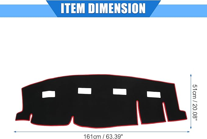 Car Dashboard Cover Compatible for Dodge for Ram 2006-2009, Protective Polyester Red Center Console Interior Trim Dash Cover Mat Pad