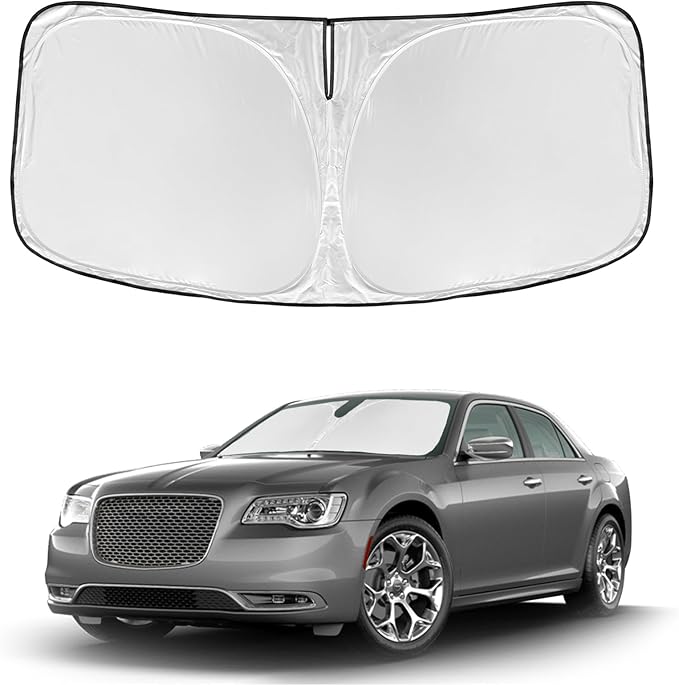 for Chrysler 300 300C 2011-2023 2024 2025 Windshield Sun Shade - 4 Layers Car Sunshades for Front Windows Shade Cover Custom Fit 300 300C 240T Retractable Shade Blocks UV Rays Car Accessories