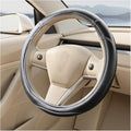 Car Steering Wheel Cover, 15 Inch Non-Slip Leather Full Surround Steering Wheel Guard with Inner Ring, Automotive Interior Protective Accessories, Compatible with Most Vehicle (Black/Gray)