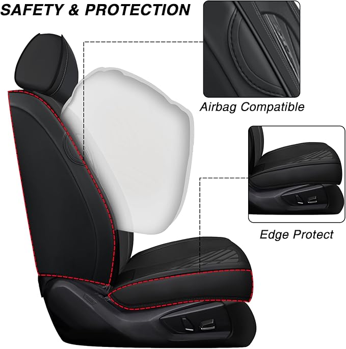 BYXN Car Seat Covers for Jeep Wrangler 2000-2026,Breathable Nappa Leather Car Seat Protector,Full Seat Cover Automotive Seat Cushion with Airbag Compatible(5 Seats,Black)