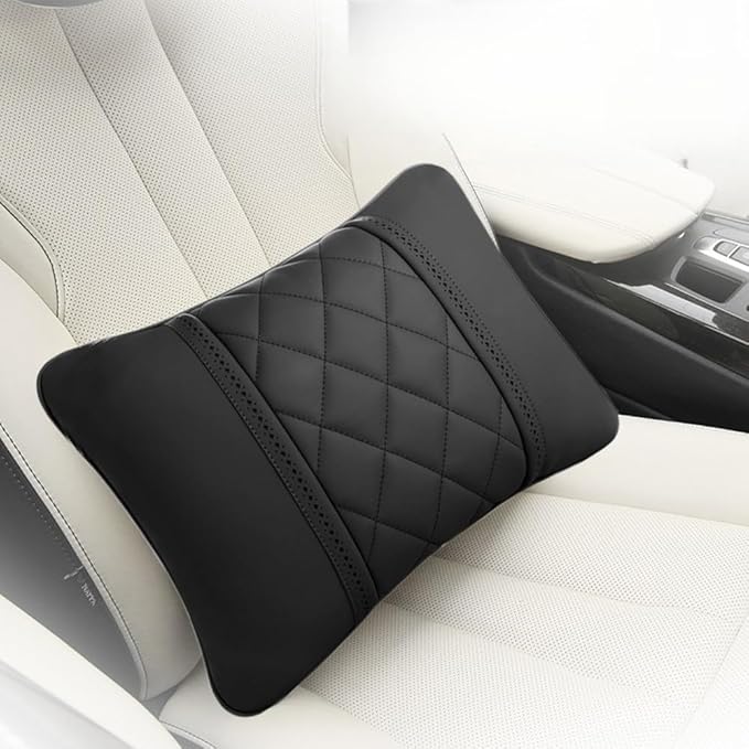 Car Pillows Napa Leather Car Seat Rest Cushion Car Lumbar Pillow for Mercedes Benz Maybach S-Class Lumbar Support Pillow car Accessories（Black）