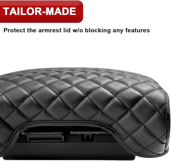 KBH Center Console Armrest Cover for Acura MDX 2015 2016 2017 2018 2019 2020, Vinyl Leather Trim, Middle Console Lid Protective Cover Cushion Pad, Anti-Scratch, Black