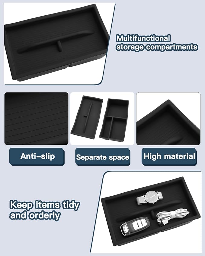 2025 2026 Lexus RX350 Center Console Organizer for Lexus RX350 Accessories Silicone Material Double Layer Armrest Console Glove Tray Compatible with 2023 2024 2025 2026 Lexus RX350/RX350h/RX500h(2PCS)