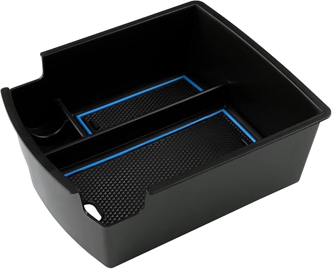 SKTU for 2018 2019 2020 2021 2022 2023 Hyundai Kona Center Console Organizer Insert ABS Black Materials Tray Armrest Box Glove Secondary Storage Box with Coin and Glass Holder (Blue)