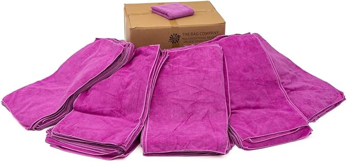 The Rag Company - Car Wash Towel - Professional Microfiber Auto Detailing and Drying Towels, Lint-Free, Streak-Free, Great for General Cleaning, 320gsm, 16in x 27in, Lavender (Wholesale Case of 125)