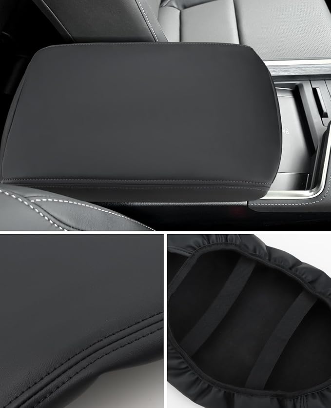 INTGET Center Console Cover for Lexus GX 550 Accessories 2024 2025 2026 Leather Middle Console Arm Rest Cover for Lexus GX550 2024 2025 2026 Accessories (Dark Gray Stitches)
