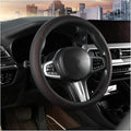HZEL Car Steering Wheel Cover, 15 Inch Leather Comfortable Vehicle Steering Wheel Protector with Inner Rring, Anti-Slip Automotive Interior Accessories, Universal for SUV RV Truck (Black/Red)