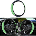 LoyaForba Bling Soft Leather Steering Wheel Cover, 15 Inch Colorful Rhinestones Auto Elastic Steering Wheel Protector, Sparkly Crystal Diamond for Women Girls, Car Accessories for Most Cars (Green)