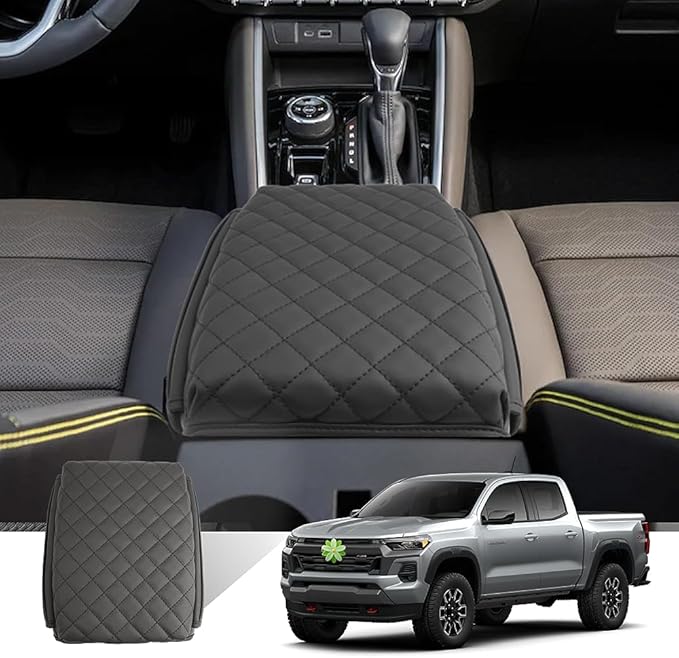 LFOTPP Armrest Cover for 2025-2026 GMC Canyon & Chevy Colorado Elevation/AT4/AT4X/Denali Accessories Center Console Cover Arm Rest Protector Middle Lid Pad Protector PU Leather, Anti-Scratch,Non-Slip