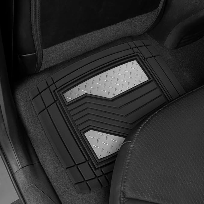 BDK Cat® Heavy Duty Rubber Floor Mats for Car SUV Truck & Van-All Weather Protection, Front & Rear with Heelpad & Anti-Slip Nibs Backing, Universal Trim-to-Fit