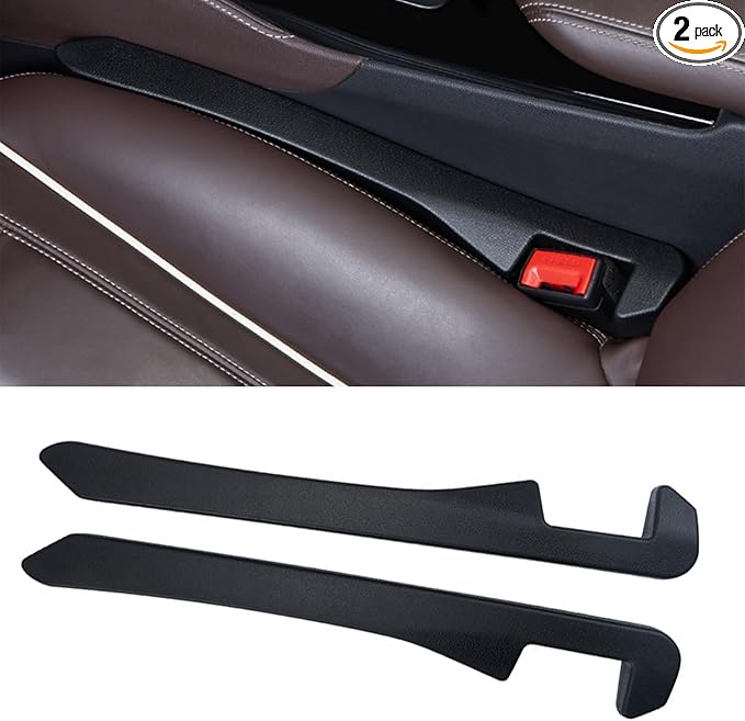 2PCS Car Seat Gap Filler, Soft Foam Leather Seat Side Gap Filler Plug, Fill The Gap Between Seat and Console, Stop Things from Dropping, Universal Interior Car Accessories (Black)