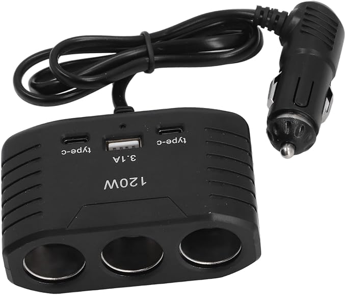 SUNGOOYUE 120W MultiPort Car Charger, DualPort USB TypeC Power Adapter for Efficient Charging, Daily Life and Travel, ABS Material
