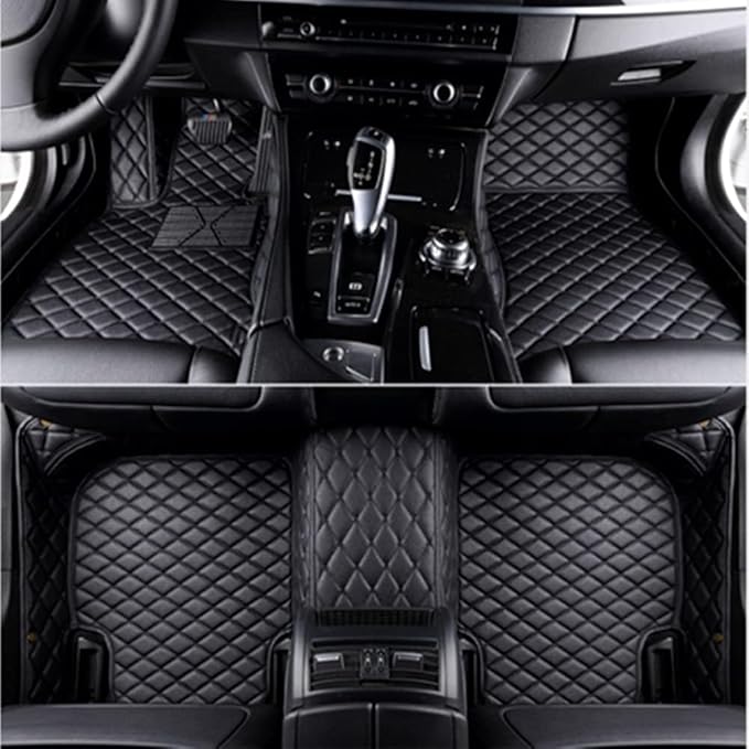 Custom Making Car Floor Mats Protection Pads for 99% Sedan/Coupe/Hatchback/SUV/Pickup Men Women Car Floor Mats Coverage Pads Anti-Slip Leather Floor Lining (Black)