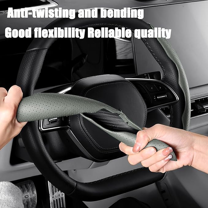 LoyaForba Car Steering Wheel Cover, Universal 15 Inch Leather Segmented Auto Steering Wheel Protector, Anti-Slip and Soft Breathable, Car Interior Accessories for Most Vehicle, SUV, Truck (Green)