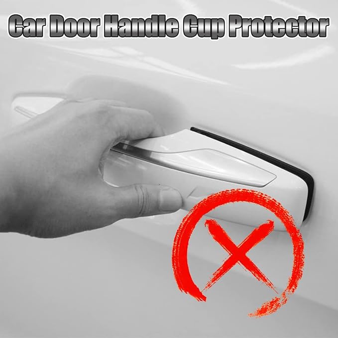 4PCS Car Handle Cup Stickers, Carbon Fiber Scratch Auto Door Protective Film, Non-Marking Car Bowl Protector, Universal Paint Cover Guard for Most Cars, SUV, Van (Red)