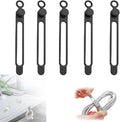 Silicone Cable Ties, Data Cable Organizer, Reusable Cable Management, Multipurpose Elastic Cord Organizer, Black, 5Pack