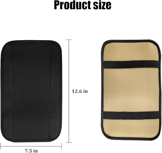 Car Center Console Cover, PU Leather Vehicle Armrest Seat Box Cover Protector, Comfortable Automotive Interior Arm Rest Cushion Pad Accessories, Universal for SUV Sedan Truck (Black)