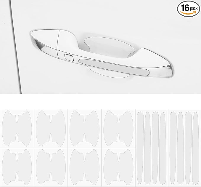 16 Pcs Car Door Handle Scratch Protector, Transparent Waterproof Anti-Scratches Car Door Cup Protector Universal TPU Car Door Sticker Protective Films for Most Car Handles